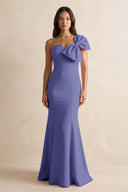 Bow Mermaid One Shoulder Bridesmaid Dress in Twilight - KissProm Bridesmaid Dresses