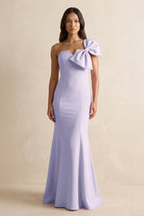 Bow Mermaid One Shoulder Bridesmaid Dress in Vintage Mauve - KissProm Bridesmaid Dresses
