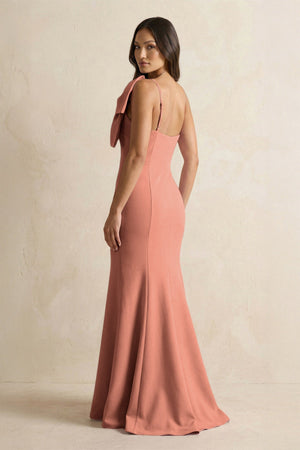Bow Mermaid One Shoulder Bridesmaid Dress in Wild Rose - KissProm Bridesmaid Dresses