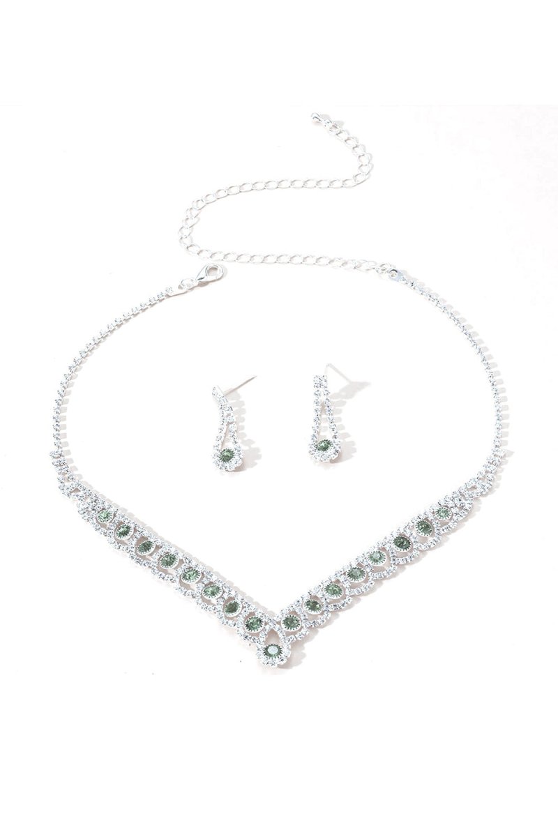 Braided Rhinestone Clavicle Necklace And Earrings Set - KissProm