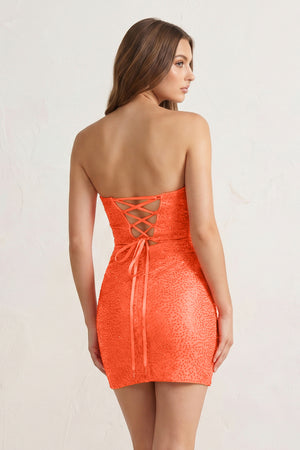 Orange Sheath Sweetheart Sequined Cut Out Short Homecoming & Cocktail Dresses (2) | KISSPROM