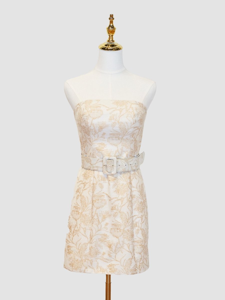 Vintage Strapless Print Floral Sheath Cocktail Dress Formal Graduation Homecoming Dress Y9847