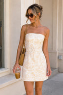 Golden Sheath Strapless Short Homecoming Dress - KISSPROM