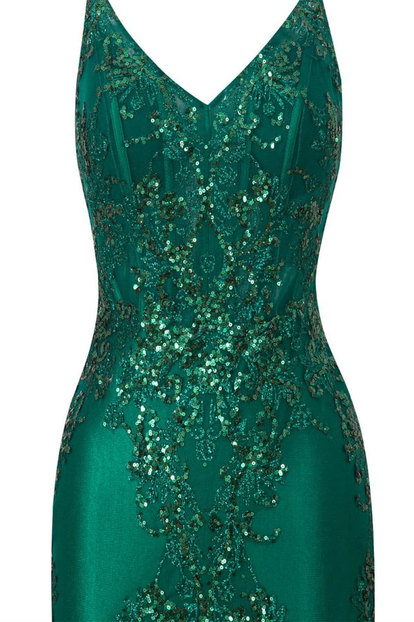 Sheath Short V Neck Satin Homecoming Dress with Appliques - KissProm
