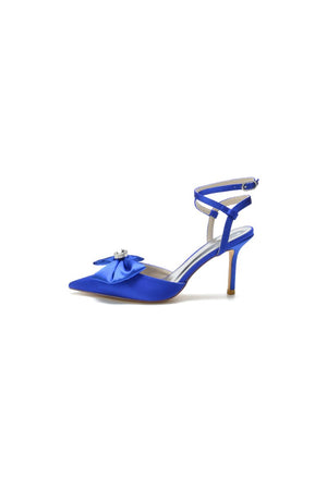 Buckle Strap Bow Pointed Toe High Heels - KissProm