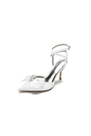 Buckle Strap Bow Pointed Toe High Heels - KissProm