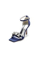 Buckle Strap Chain Square Open Toe Chunky Heels - KissProm