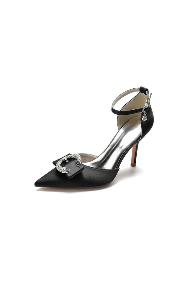 Buckle Strap Pointed Toe High Heels - KissProm