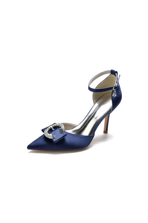 Buckle Strap Pointed Toe High Heels - KissProm