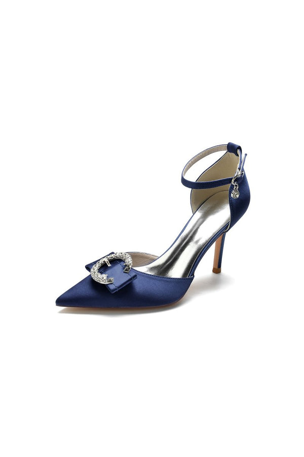 Buckle Strap Pointed Toe High Heels - KissProm