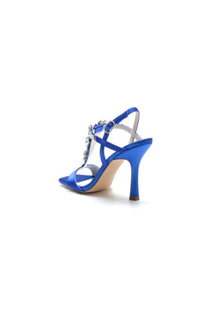 Buckle Straps Square Crystal Open Toe Chunky Heels - KissProm