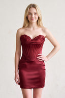 Burgundy Aqua - Sheath Sweetheart Corset Homecoming Dresses with Appliques | KISSPROM