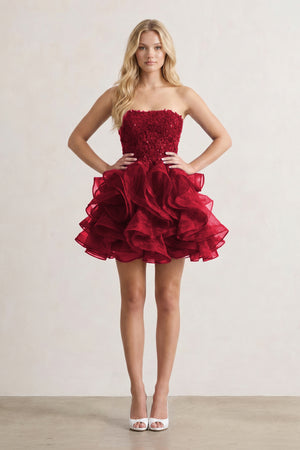 A-line Lace Appliques Organza Short Homecoming Dress - KissProm