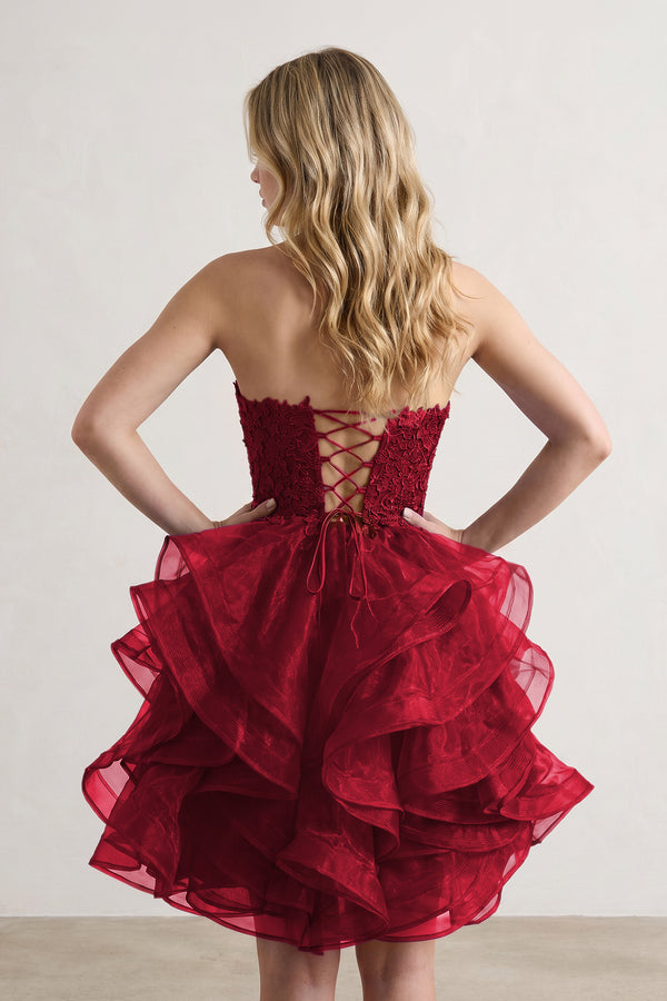 A-line Lace Appliques Organza Short Homecoming Dress - KissProm