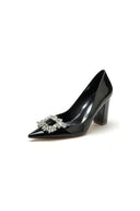 Burgundy High Heels with Crystal Embellishment - KissProm
