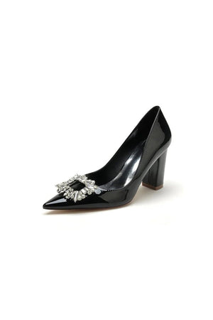 Burgundy High Heels with Crystal Embellishment - KissProm
