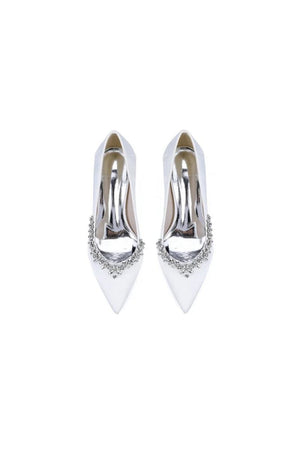 Burgundy High Heels with Crystal Embellishments - KissProm