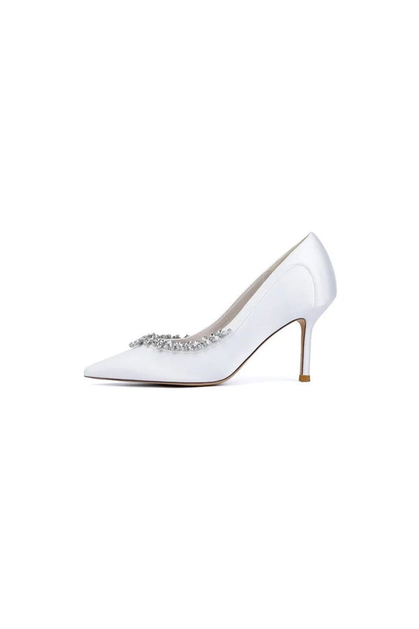 Burgundy High Heels with Crystal Embellishments - KissProm