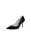 Burgundy High Heels with Crystal Embellishments - KissProm