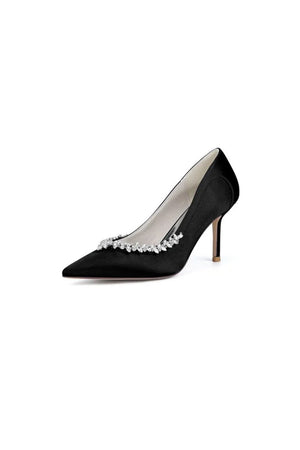 Burgundy High Heels with Crystal Embellishments - KissProm