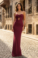 Red Sweetheart Satin Mermaid Long Prom Dress - KissProm