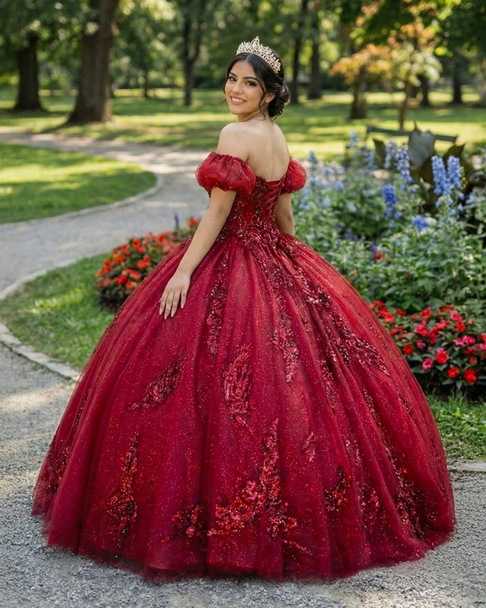 princess polly baby blue dress Wine Off-Shoulder Gown with Dramatic Ruffled Sleeves 40596 main image 1