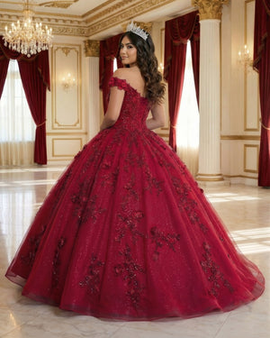 Burgundy Off the Shoulder Puffy Quinceanera Dresses (2) | KISSPROM