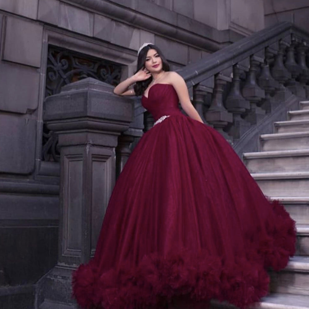 Mulberry Quinceanera Dresses Pleats with Sashes