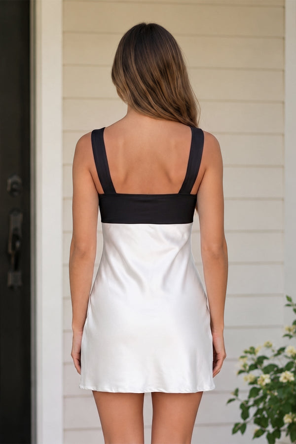 White Ruched Sweetheart Sheath Satin Homecoming Dress | KISSPROM