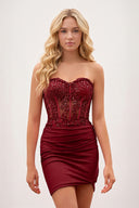 Burgundy Sheath Sweetheart Tight Mini Homecoming Dresses | KISSPROM
