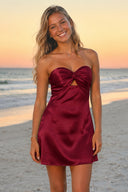 Burgundy Sweetheart A Line Short Homecoming Dresses With Keyhole | KISSPROM