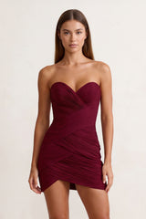 Burgundy Sweetheart Sheath Pleated Chiffon Homecoming Dress - KissProm