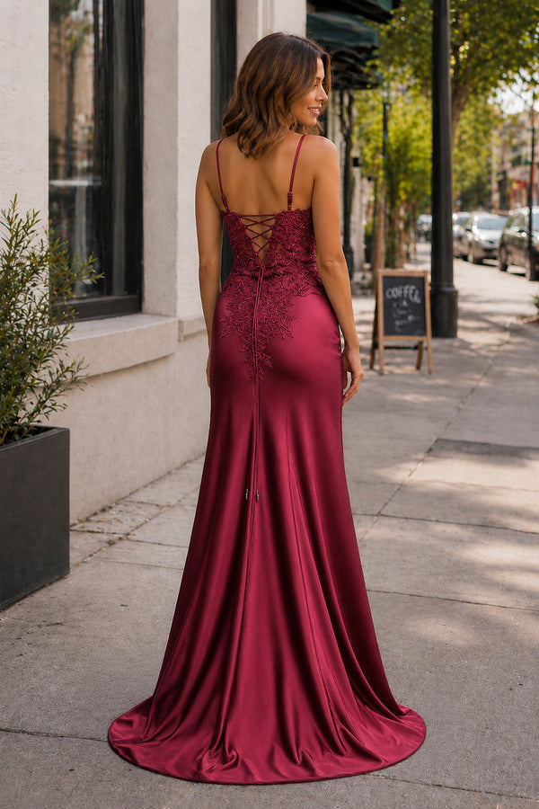 Beatrice | Sheath Black Long Appliques Prom Dress