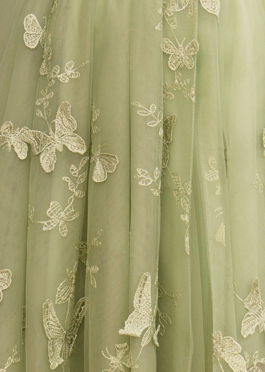 Lydia |A-line Butterfly Lace Lilac Corset Prom Dress with Slit