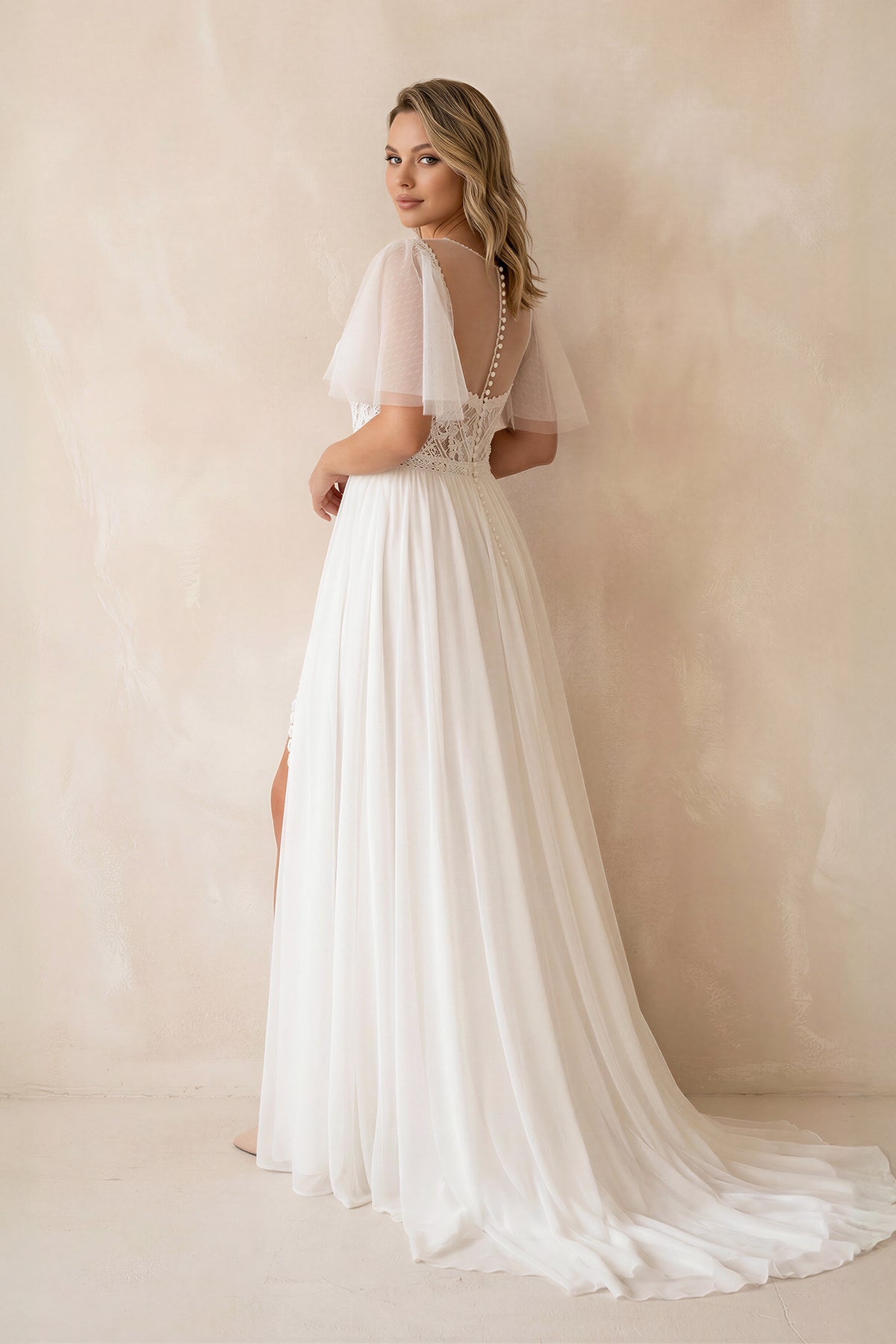 Plus Size Sweetheart Short Sleeves Sweep Train Chiffon Wedding Dresses, Diamond White / 20 Plus Size Sweetheart Short Sleeves Sweep Train Chiffon Wedding Dresses, Diamond White / 20