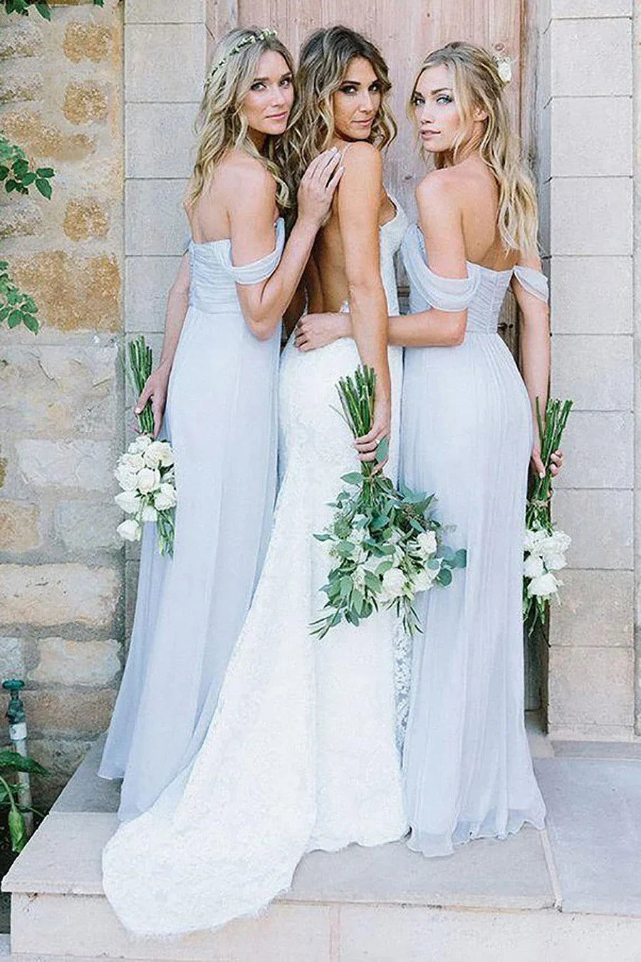 Light Blue A-Line Off The Shoulder Long Chiffon Boho Bridesmaid Dress, Sky Blue / UK 18 Light Blue A-Line Off The Shoulder Long Chiffon Boho Bridesmaid Dress, Sky Blue / UK 18