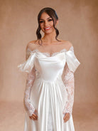 Mermaid Off-the-Shoulder Satin Lace Wedding Dress