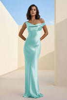 Calira | Fuchsia - One Shoulder Sheath Satin Long Prom Dresses - KissProm