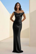 Calira | Fuchsia - One Shoulder Sheath Satin Long Prom Dresses - KissProm