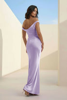 Calira | Fuchsia - One Shoulder Sheath Satin Long Prom Dresses - KissProm
