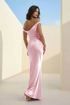 Calira | Fuchsia - One Shoulder Sheath Satin Long Prom Dresses - KissProm