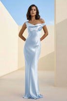 Calira | Fuchsia - One Shoulder Sheath Satin Long Prom Dresses - KissProm