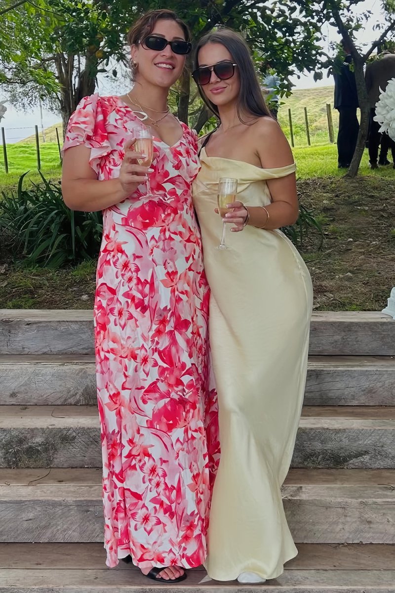 Calira | Yellow - One Shoulder Sheath Satin Long Prom Dresses - KissProm