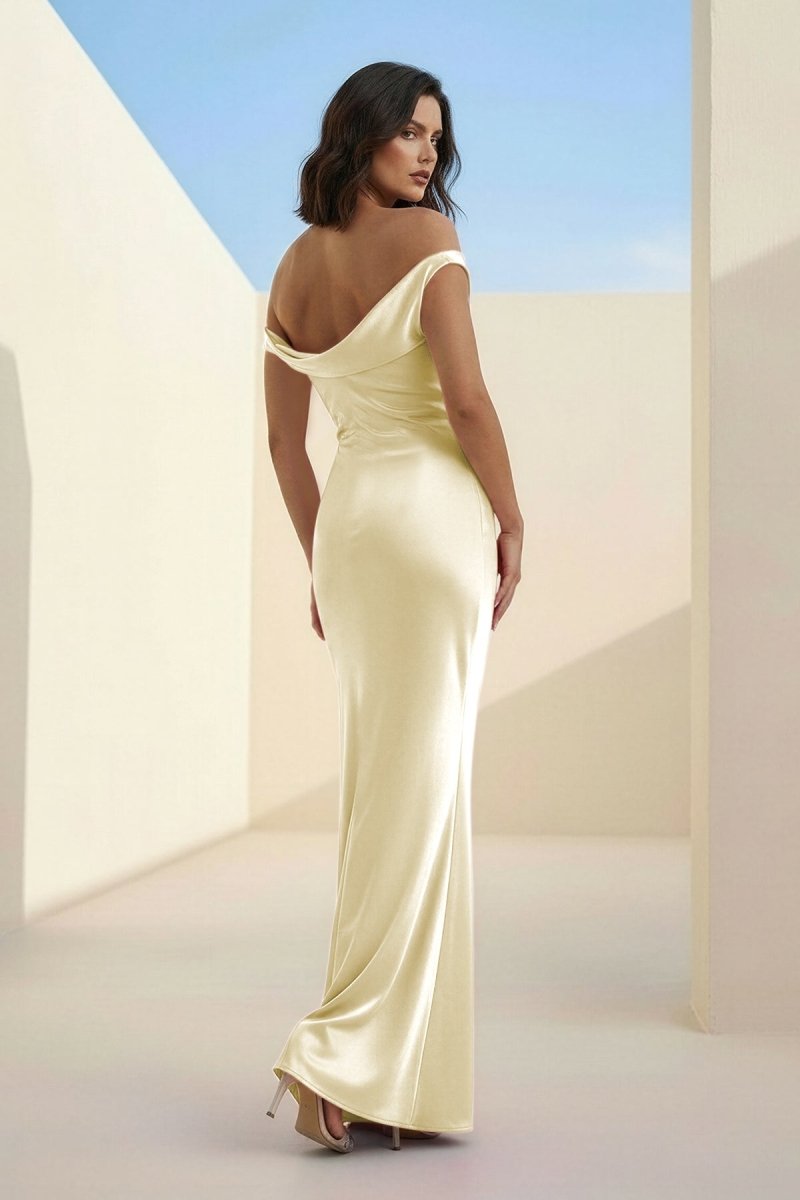 Calira | Fuchsia - One Shoulder Sheath Satin Long Prom Dresses - KissProm