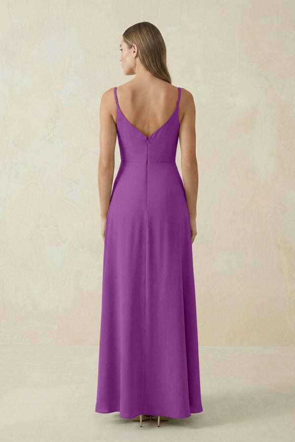 Cami Strap A - Line Chiffon Bridesmaid Dress in Amethyst - KissProm Bridesmaid Dresses
