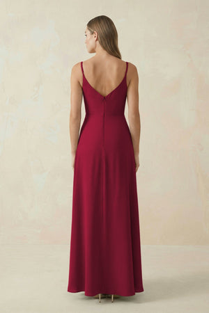Cami Strap A - Line Chiffon Bridesmaid Dress in Berry - KissProm Bridesmaid Dresses