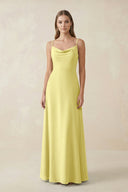 Cami Strap A - Line Chiffon Bridesmaid Dress in Buttercup - KissProm Bridesmaid Dresses