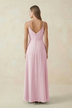 Cami Strap A - Line Chiffon Bridesmaid Dress in Candy Pink - KissProm Bridesmaid Dresses