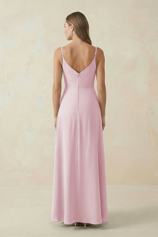 Cami Strap A - Line Chiffon Bridesmaid Dress in Candy Pink - KissProm Bridesmaid Dresses