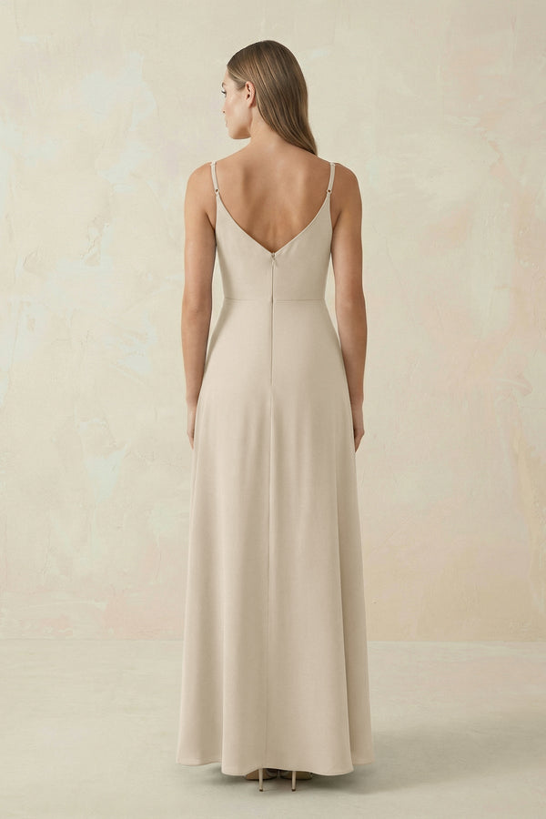 Cami Strap A - Line Chiffon Bridesmaid Dress in Champagne - KissProm Bridesmaid Dresses